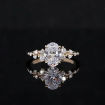 solitaire jewels Unique SnowDrift Oval Moissanite Engagement Ring For Women, 14K Yellow Gold