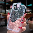 thumbnail image 3 of Funda de teléfono con patrón de diamantes con purpurina de cristal para iPhone 15, 14, 13, 12, 11 Pro Max, X, XR, XS Max, transparente, a prueba de golpes, suave, 3 of 5