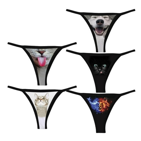 

Women Underpants Funny Printed Plus Size Solid Color High Waist Underwear