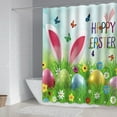 thumbnail image 6 of Easter Shower Curtain, Waterproof Bathroom Curtain with Hooks, 59x71 Inch No Punch Bunny Egg Design, Polyester Holiday Bath Decor, 6 of 6