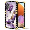thumbnail image 2 of FKBRCL4U Compatible with Samsung Galaxy A32 4G Case, High Heeled Purple Diamond Rose Luxury Golden Decoration for Girl Women Soft TPU Shockproof Protective Hard PC Back, 2 of 7