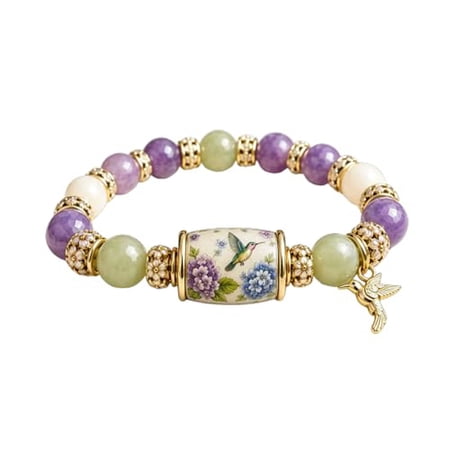 Humming Bird Bracelets For Women, 2026 Garden Faith Beaded Bracelet, Inspirational Bluebird Beaded Jewelry for WomenFor Mom Daughter Friends, Spring Blessings(Green Hummingbird)