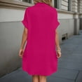 thumbnail image 5 of FINALGANG Women Versatile Dress Solid Color Turndown Collar Short Sleeve Dresses Buttons Down Loose Sundress With Pockets Leisure Breathable Comfort Wear, 5 of 6