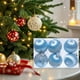 thumbnail image 1 of Juego de 6 bolas navideñas irrompibles | Bolas colgantes de plástico en azul, rosa y celeste | 3 estilos de pintura para decorar el árbol de Navidad y fiestas, 1 of 5