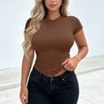 thumbnail image 5 of PFRNLF Womens Slim Fitted Tops Soft Crewneck Stretchy Short Sleeve T Shirt Summer Basic Tee, 5 of 6