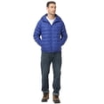 thumbnail image 3 of Muvtei Men's Puffer Jacket Hooded Windproof Full Zip Casual Coat Warm Water Resistant Jacket Lightweight Winter Outerwear Blue-2XL, 3 of 10