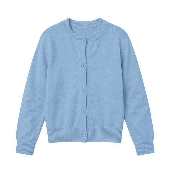 Hurxie Girls Button Down Cardigan Kids Long Sleeve Crewneck Uniform Knit Sweater 10-11Years