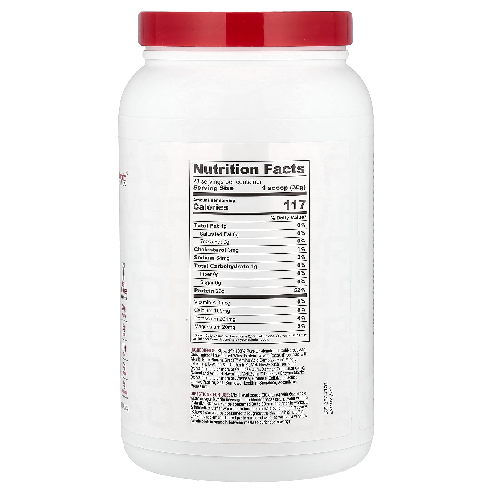 Metabolic Nutrition ISOpwdr, Whey Protein Isolate, Chocolate Cupcake, 1.52 lb (690 g)
