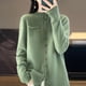 thumbnail image 4 of Cárdigan de lana pura de invierno, ropa para mujer, suéter de cuello redondo, bolsillos, blusas de manga larga para mujer, suéter de punto de moda coreana con borde rizado, 4 of 5