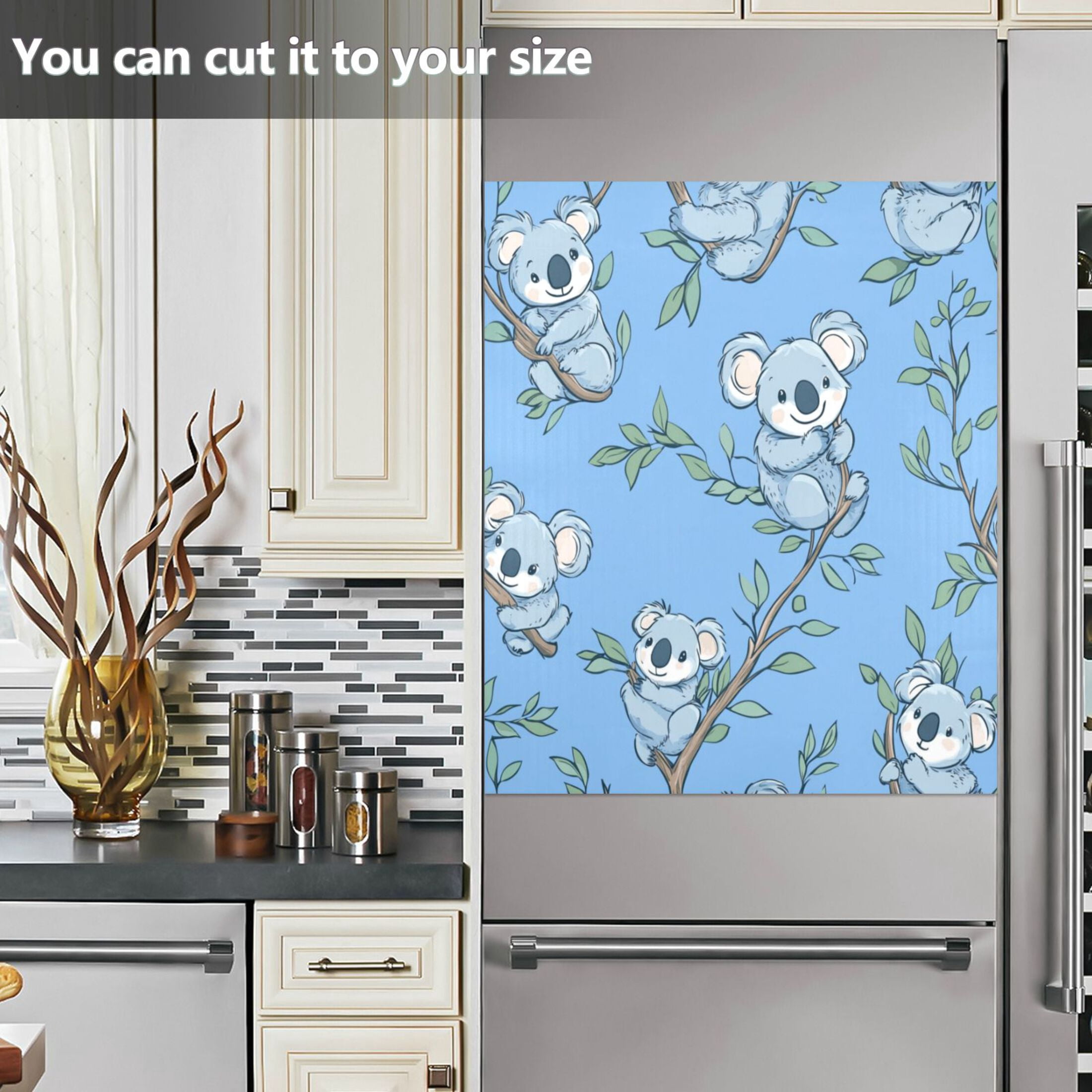 Dishwasher Magnetic Refrigerator Magnet Cover Sticker Home Decorative 23"x26" Lovely Cartoon Blue Koalas