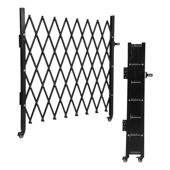 Single Foldable Security Barrier 50" H x 75" W Aluminum Expandable Fence Portable Safety Barrier with Casters Retractable Driveway Barrier360°Rolling Barricade