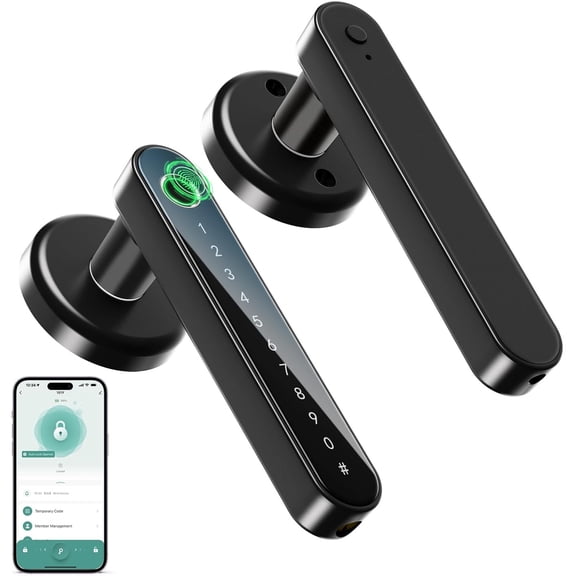 Smart Door Lock with Fingerprint, App Code, Handle, Backup Key for Home, Hotel, Office, Apartment, Bedroom