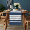 thumbnail image 2 of Navy Blue Grey Stripe Table Runner - 36 Inch Long, Kitchen Dining Table Runner Dresser Scarves, Farmhouse Minimalist Striped Farmhouse Decor for Coffee Tables Wedding Party Banquet, 2 of 8
