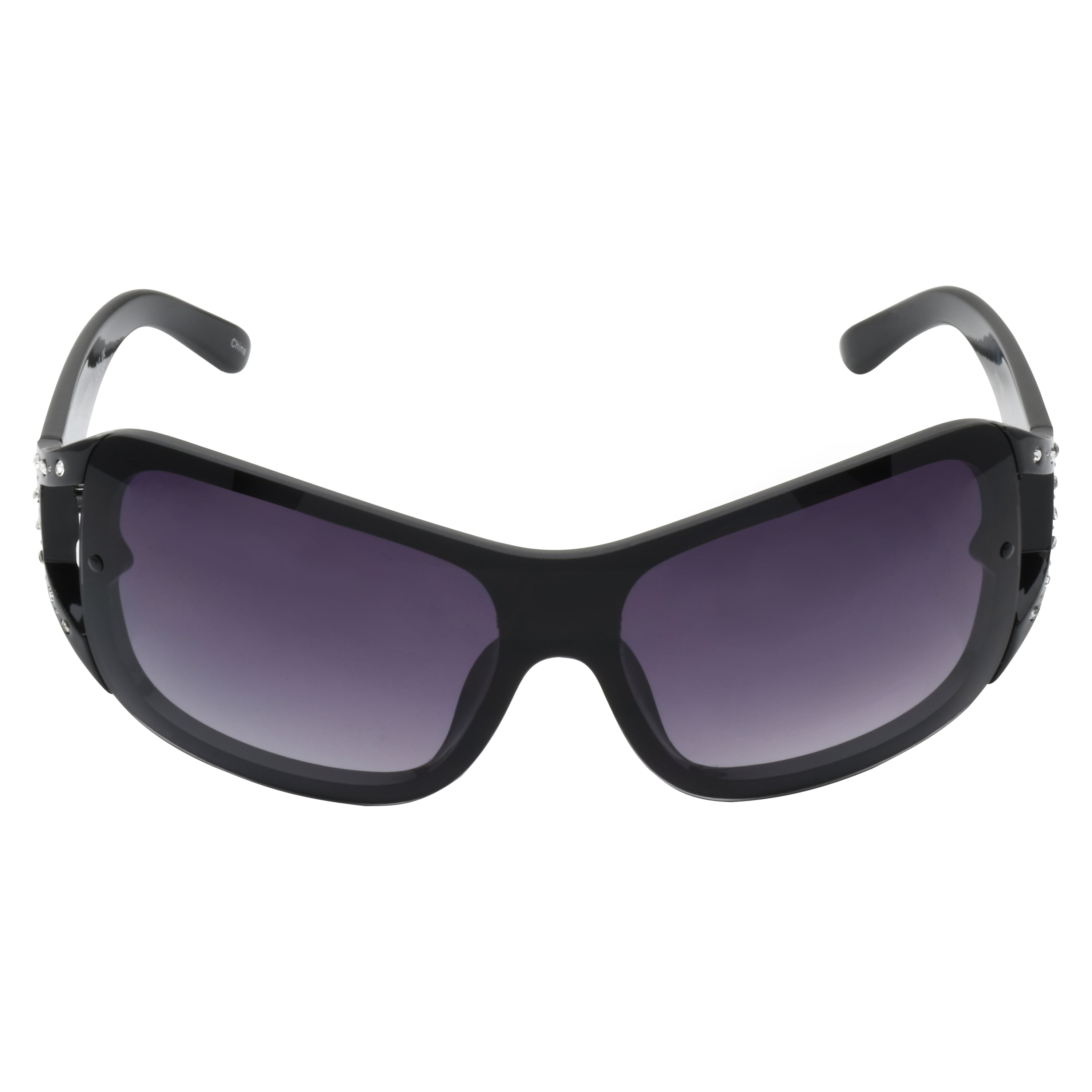 Southpole Women's 1098SP Embellished Wrap UV400 Protective Rectangular Fashion Sunglasses, 59mm