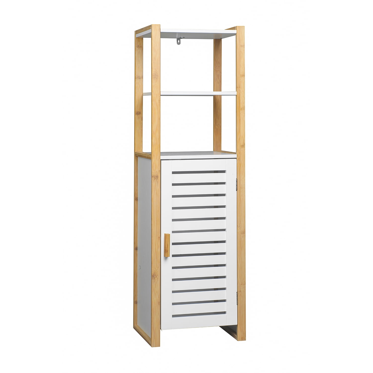 Kadyn Small Bathroom Floor Storage Cabinet, Free Standing Linen Tower with Open Shelves, 3 Tier Shelf Floor Cabinet, White Kadyn Small Bathroom Floor Storage Cabinet, Free Standing Linen Tower with Open Shelves, 3 Tier Shelf Floor Cabinet, White