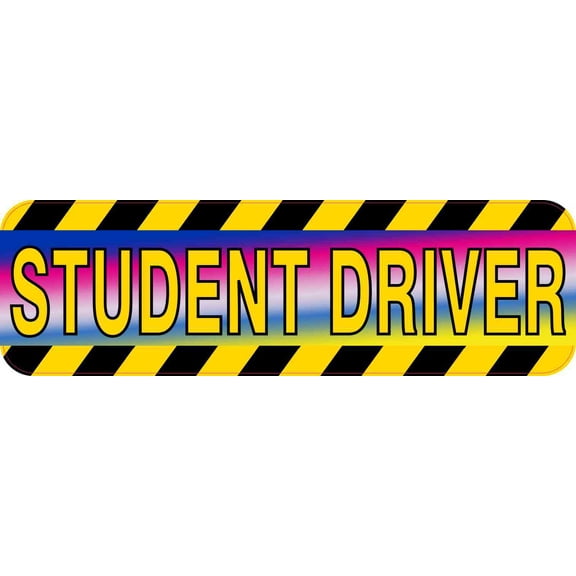 10in x 3in Rainbow Fade Student Driver Bumper Sticker Vinyl Window Caution