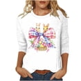thumbnail image 2 of Ounisa Womens 3/4 Sleeve T Shirt Crew Neck Easter Bunny Printed Pullover Loose Fit Casual Spring Basic Tops S-3XL, 2 of 7