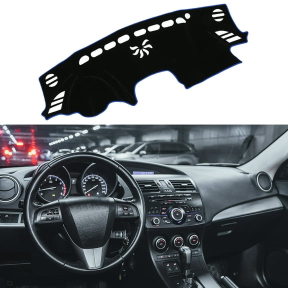 Dash Cover Interior Non-Slip Dashboard Carpet Mat Pad for MAZDA 3 2014-2018 Polyester Black Blue