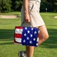 thumbnail image 2 of SEANATIVE Golf Cart Seat Cover, Compatible with EZGO, Club Car, Yamaha, 2-Seater Golf Cart Seat Towel Blanket with 4 Front Pockets, Patriotic Decoration, Vintage American Flag, 2 of 7