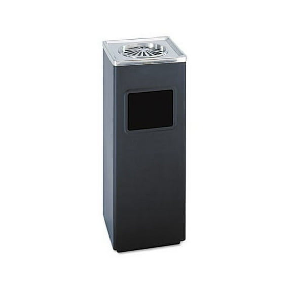 Ash 'N Trash Sandless Urn Square, Stainless Steel, 3 gal, Black/Chrome