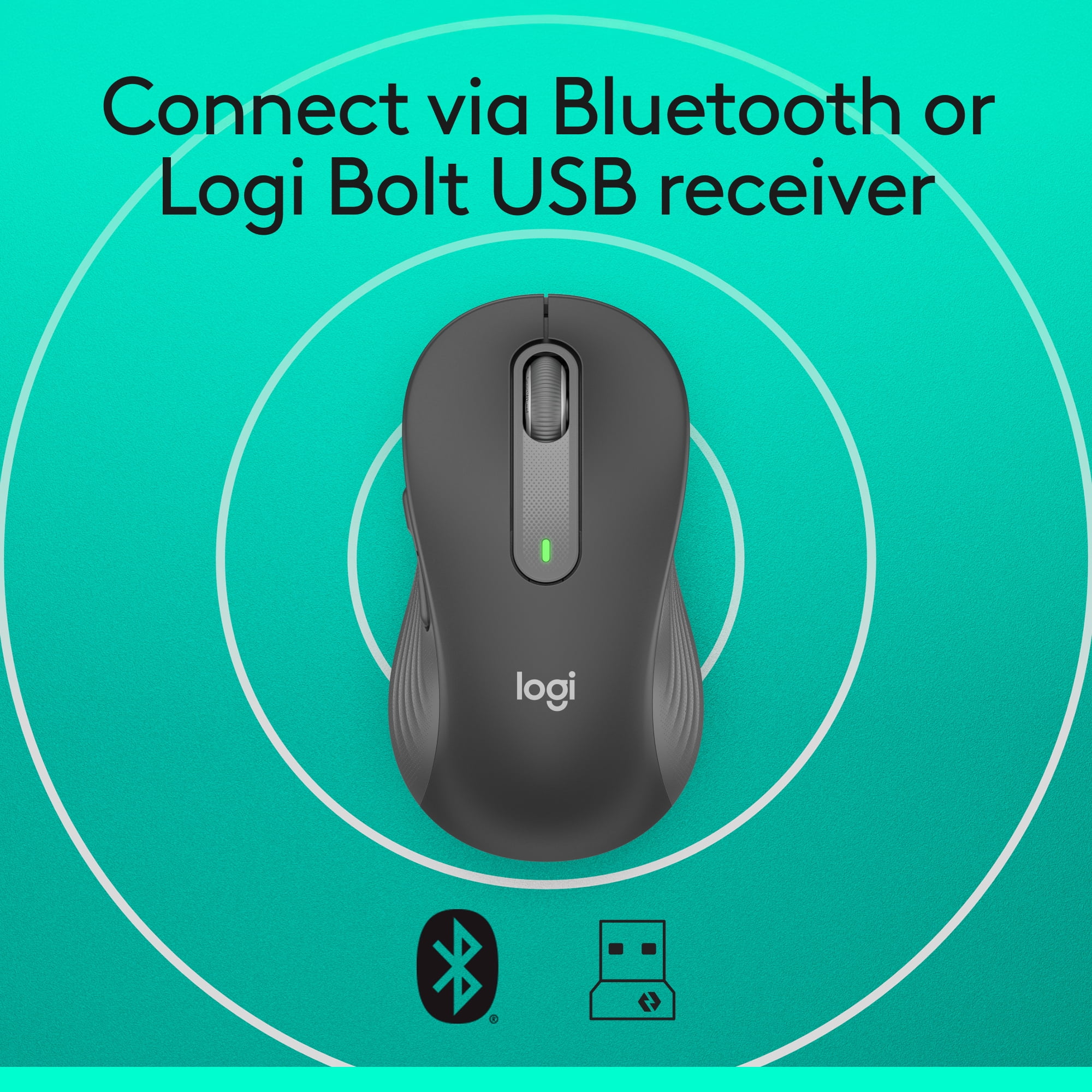 Logitech Signature M650 L Full Size Wireless Mouse - For Large Sized Hands, 2-Year Battery, Silent Clicks, Customizable Side Buttons, Bluetooth, Graphite