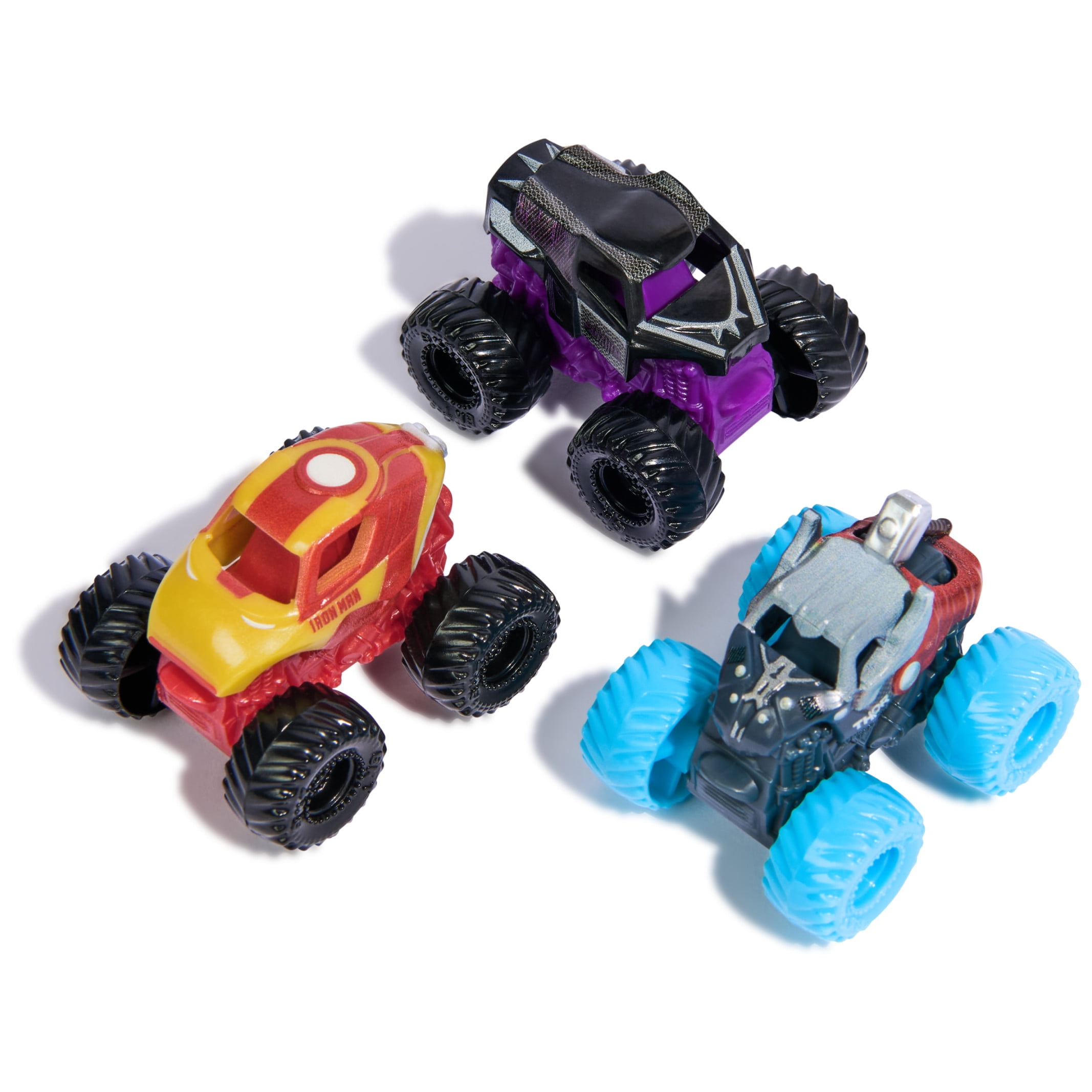 Monster Jam, Marvel Mini 1:87 Scale Monster Truck 3-Pack (Thor, Black Panther, Iron Man)