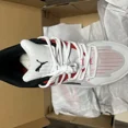 thumbnail image 3 of NWT PU & MA Men's Dagger Mid Top Basketball Shoe White Red Sneaker Trainer Unisex 9, 3 of 6