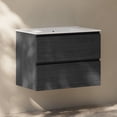 thumbnail image 4 of Liberte 30" Wall-Mounted Bathroom Vanity in Black Oak with 3-Hole Widespread Sink Top, 4 of 6