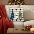 thumbnail image 4 of Holiday Decor Pillow Case 18x18 Inch Blue Snowman Print Short Plush Soft Material for Christmas Living Room Sofa, 4 of 5