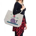 thumbnail image 2 of Whale Shopping Bag, Smiling Mammal Motif Hearts and Clouds on Sea Print Design, Eco-Friendly Reusable Bag for Groceries Beach and More, 15.5" X 14.5", Cream, by Ambesonne, 2 of 2