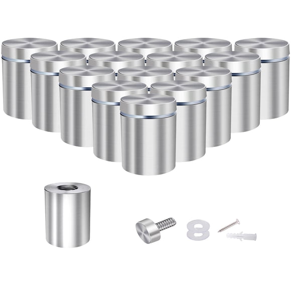 Osring 16pcs Wall Standoffs Holder 1 x 1-1/5 Inch Sign Standoff Mounting Hardware, Stainless Steel Advertising Nails for Picture Acrylic Display, Black