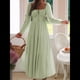 thumbnail image 5 of Vestido Bohemio Informal para Mujer, Estilo Resort, con Escote en U, Mangas Abullonadas y Corte A Verde M, 5 of 9