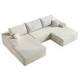 thumbnail image 2 of 107"Cloud Sectional Sofa with 1 Ottoman,Modern Minimalist Upholstered Couches,Comfort U Shaped Sofa for Living Room,Deep Seat Corner Couch,No Assembly Required (Plush Corduroy Fabric) (White), 2 of 7