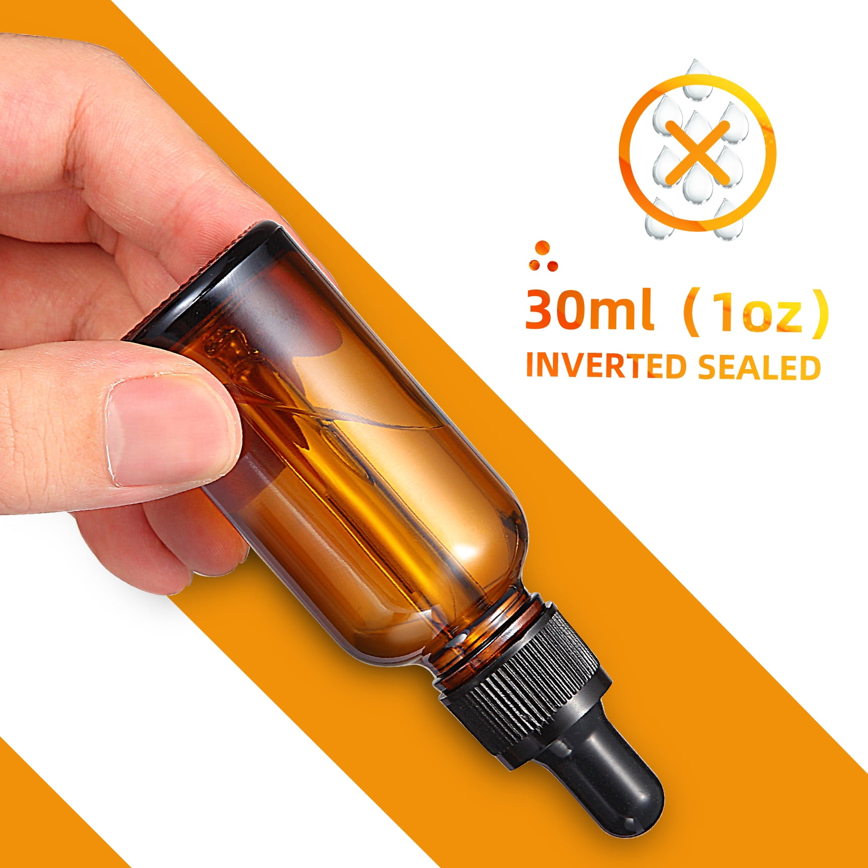 Litake 24 Pcs 1oz Amber Glass Eye Dropper Bottle with 3pcs Stainless Steel Funnels and Long Glass Dropper and Cleaning Brush - 30ml Leakproof Travel Bottles for Liquids Like Essential Oils