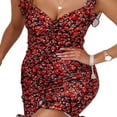 thumbnail image 4 of AMERTEER Femmes Y2K Robe à Volants Été Imprimé Floral Mini Robe Sans Manches V Cou Robe Bodycon Robes de Cocktail, 4 of 7