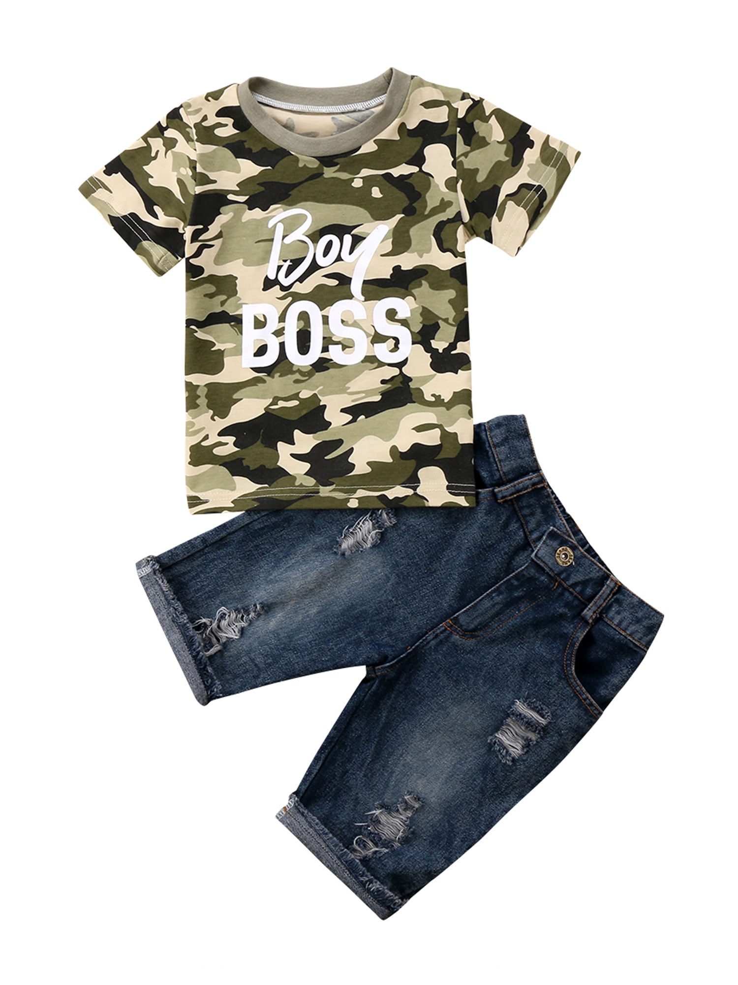 Long Pants Set Ecurson Camouflage Baby Boys Toddler Hooded Tops 