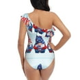 thumbnail image 5 of Picia Cute Gnomes in USA1 Pattern Women's One Piece Swimsuits,One Shoulder Swimwear Asymmetric ,Ruffle Monokinis Bathing Suits,High Waisted Flattering Bathing Suits-Small, 5 of 8