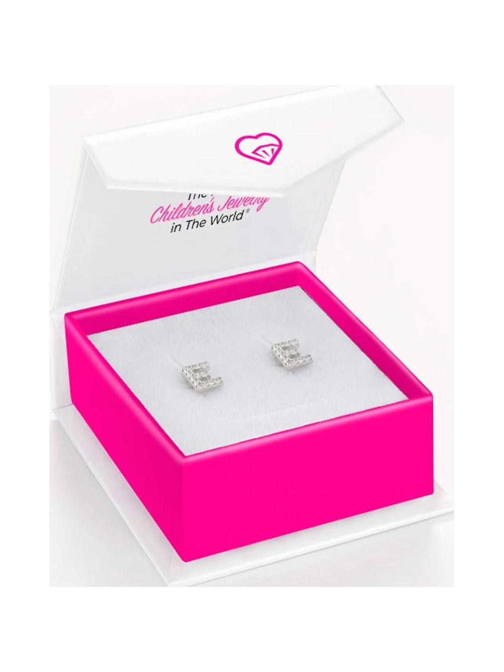 925 Sterling Silver Initial "E" Clear CZ Alphabet Screw Back Earrings for Girls