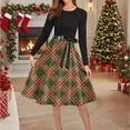 thumbnail image 4 of Women's Cocktail Dresses Christmas Print Wrap Long Sleeve Cocktail Dress Pleated A Line Fit and Flare Wedding Guest Dress, 4 of 6