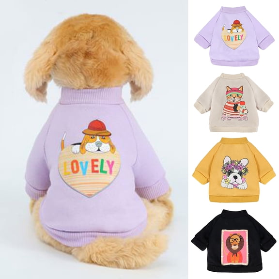 DOPI Pet Clothes Cartoon Kitten Dogs Pattern All-match Skin-friendly Fashion Pet Puppy Sweatshirt for Winter