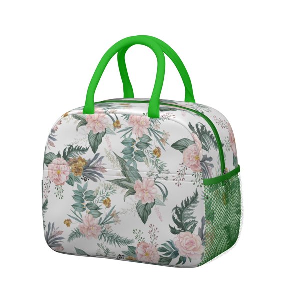 Sac à Lunch à Fermeture Éclair Fleurs de Printemps – Sac Thermique Isolé Portable pour le Travail des Femmes et les Week-Ends