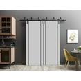thumbnail image 3 of Sliding Closet Barn Bypass Doors 60 x 84 inches | Planum 0016 Grey Matte with Frosted Glass | Sturdy 6.6ft Rails Hardware Set | Wood Solid Bedroom Wardrobe Doors, 3 of 6
