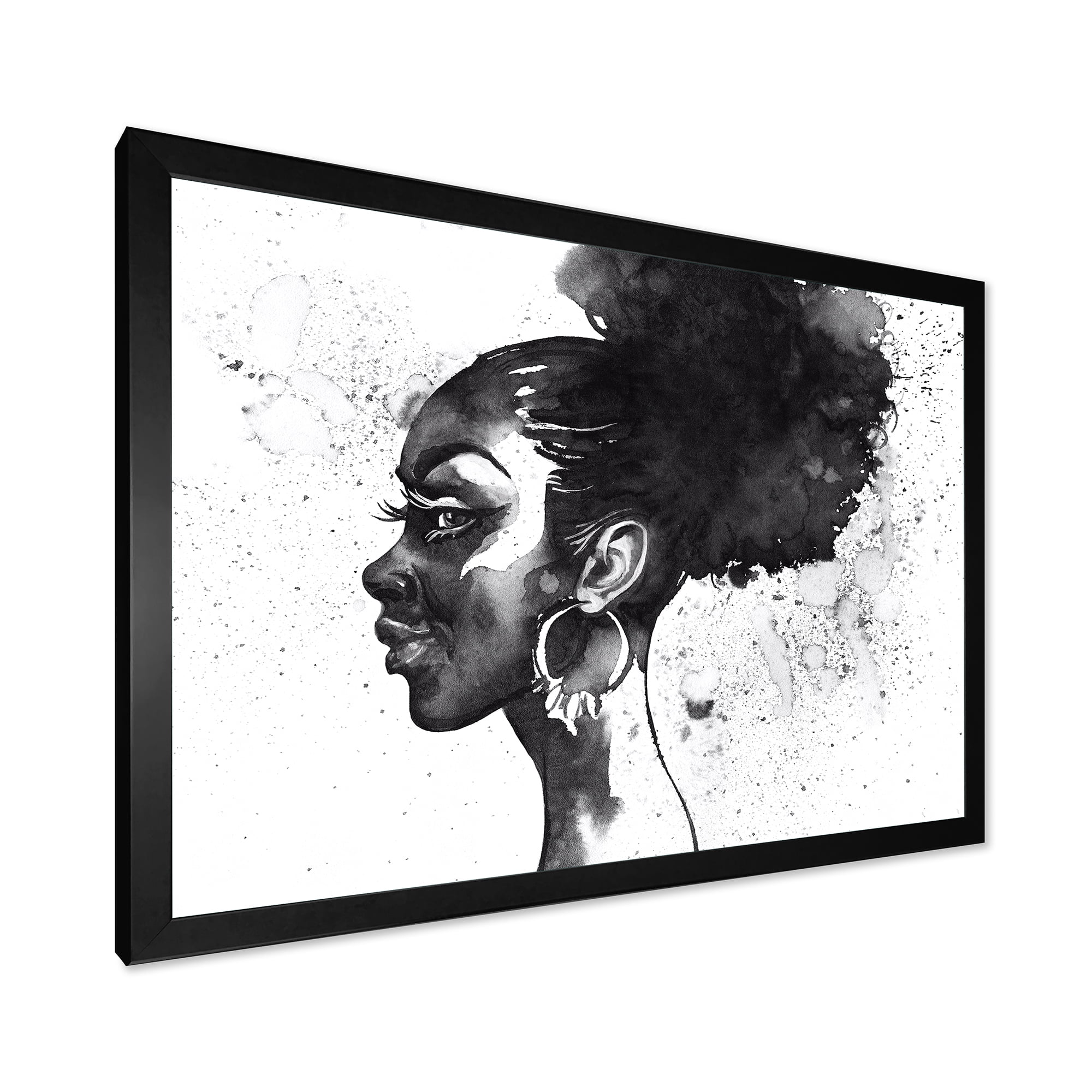 Designart 'Black and White Portrait of African American Woman I' Modern Framed Art Print