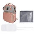 thumbnail image 1 of Mochila para pañales Nikou de nailon gran capacidad moderna multifuncional color rosa y gris 45 x 36 x 6 cm, 1 of 15