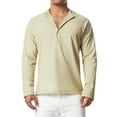 thumbnail image 6 of Arvbitana Men's Cotton Linen Shirt Pullover Top Long Sleeve Hippie Button Down Lightweight Plain Beach Blouses S-XXL, 6 of 9