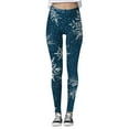 thumbnail image 2 of Arlun Women's Christmas Leggings Snowflake Printed Stretchy High Waisted Workout Pants Comfy Soft Tummy Control Sports Active Legging Tights Navy XXL, 2 of 5