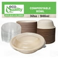 thumbnail image 5 of 100 Count - EcoQuality 32oz Round Disposable Bowls with Dome Lids Natural Sugarcane Bagasse Bamboo Fibers Sturdy Compostable Eco Friendly Environmental Paper Plastic Bowl Alternative Tree Free, 5 of 9