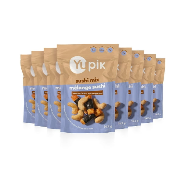 Yupik Sushi Mix with Cashews, Crunchy Savory Snack, Rice Crackers, Dried Seaweed, Sushi Flavored Nuts, Shichimi Togarashi Spices, Unique Asian-Inspired Snack, Party Snacks, 8 Count, 142 g