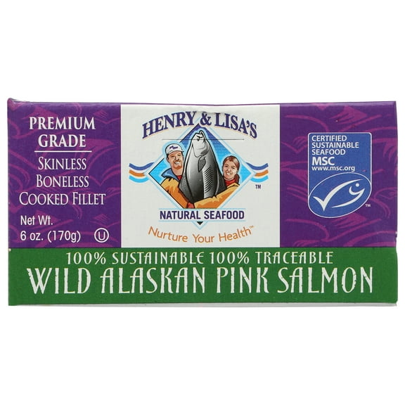 Pack of 12, Henry & Lisas Wild Alaskan Pink Salmon, 6 oz