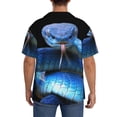 thumbnail image 3 of Yiaed Blue Viper Snake Print Mens Casual Wrinkle Free Shirts Short Sleeve Button Down Summer Stretch Dress Shirt-X-Large, 3 of 5